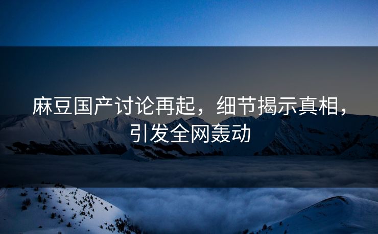 麻豆国产讨论再起，细节揭示真相，引发全网轰动