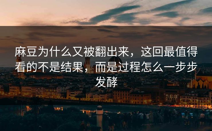 麻豆为什么又被翻出来，这回最值得看的不是结果，而是过程怎么一步步发酵
