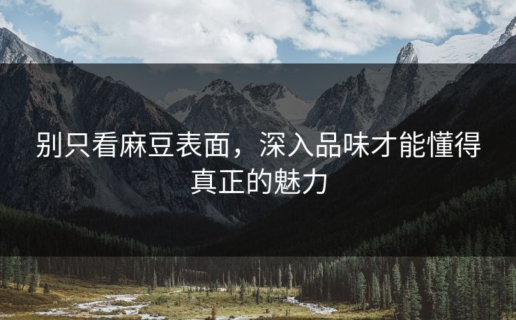 别只看麻豆表面，深入品味才能懂得真正的魅力
