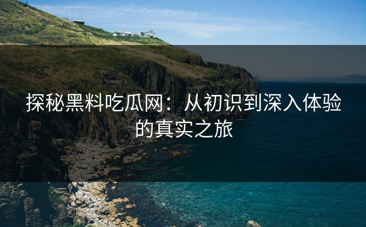 探秘黑料吃瓜网：从初识到深入体验的真实之旅