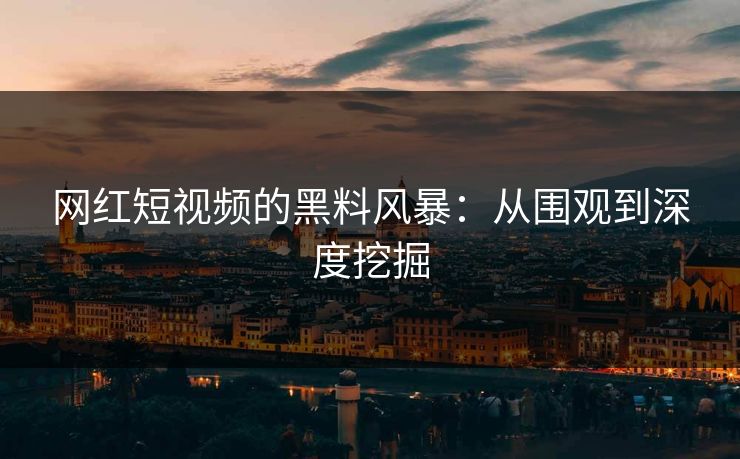网红短视频的黑料风暴：从围观到深度挖掘