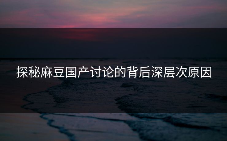 探秘麻豆国产讨论的背后深层次原因