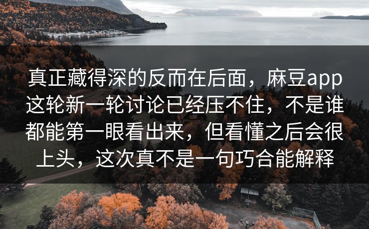 真正藏得深的反而在后面，麻豆app这轮新一轮讨论已经压不住，不是谁都能第一眼看出来，但看懂之后会很上头，这次真不是一句巧合能解释