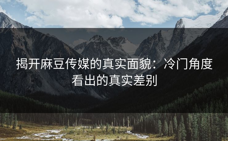 揭开麻豆传媒的真实面貌：冷门角度看出的真实差别