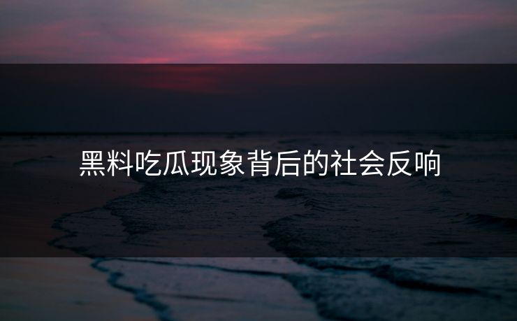 黑料吃瓜现象背后的社会反响