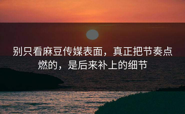 别只看麻豆传媒表面，真正把节奏点燃的，是后来补上的细节