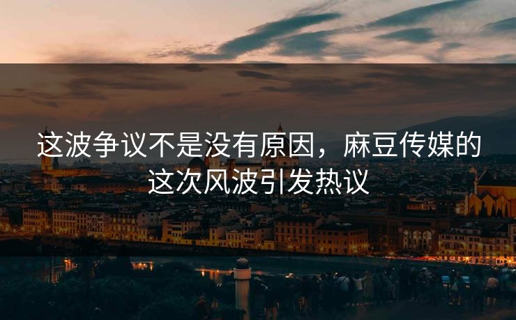 这波争议不是没有原因，麻豆传媒的这次风波引发热议