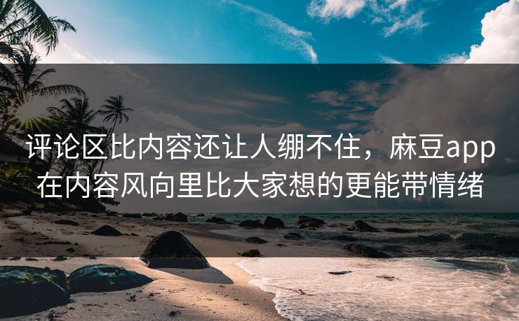 评论区比内容还让人绷不住，麻豆app在内容风向里比大家想的更能带情绪