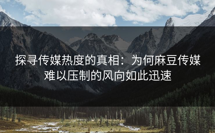 探寻传媒热度的真相：为何麻豆传媒难以压制的风向如此迅速