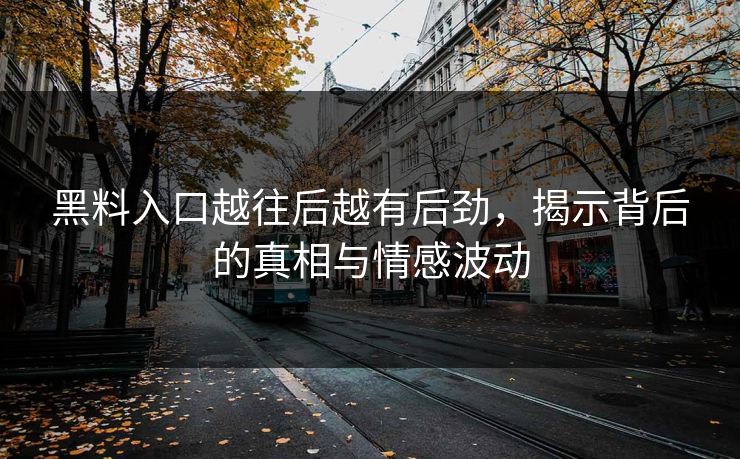 黑料入口越往后越有后劲，揭示背后的真相与情感波动